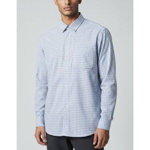 Galaxy Mens Blue Checkered Long Sleeve Button-Up Shirt Size L